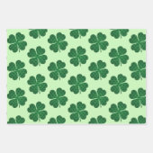 St Patricks Lucky Four Leaf Green Clover Pattern Inpakpapier Vel (Voorkant)