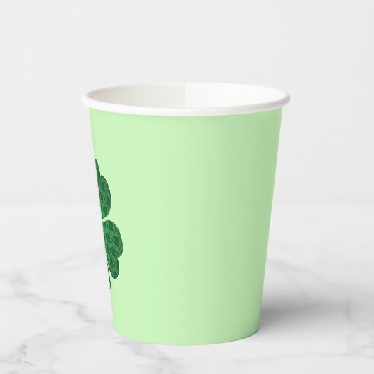 St Patricks Lucky Four Leaf Green Clover Pattern Papieren Bekers (Links)