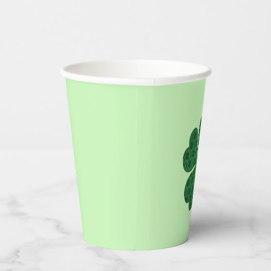 St Patricks Lucky Four Leaf Green Clover Pattern Papieren Bekers (Rechts)