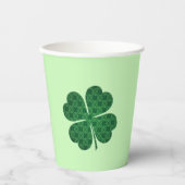 St Patricks Lucky Four Leaf Green Clover Pattern Papieren Bekers (Voorkant)