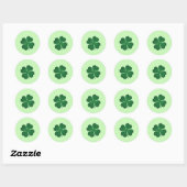 St Patricks Lucky Four Leaf Green Clover Pattern Ronde Sticker (Vel)