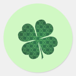 St Patricks Lucky Four Leaf Green Clover Pattern Ronde Sticker