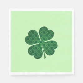 St Patricks Lucky Four Leaf Green Clover Pattern Servet