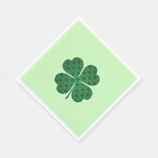 St Patricks Lucky Four Leaf Green Clover Pattern Servet (Hoek)