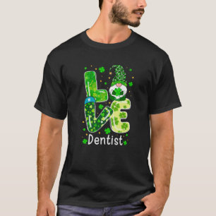 St Patricks Lucky Funny Dentist Gnome Leopard Gree T-shirt