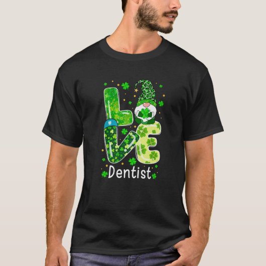 St Patricks Lucky Funny Dentist Gnome Leopard Gree T-shirt (Voorkant)