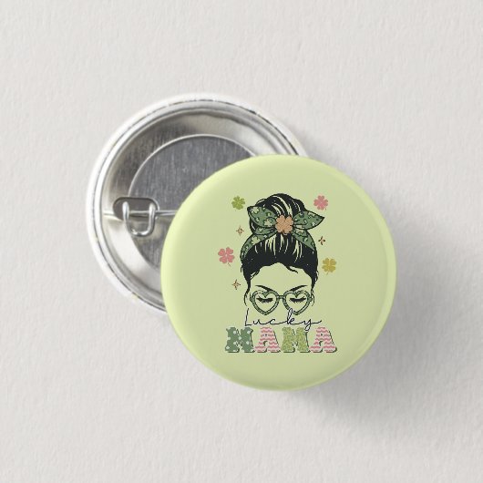 St. Patrick's Lucky Mama Ronde Button 3,2 Cm (Voorkant /achterkant)
