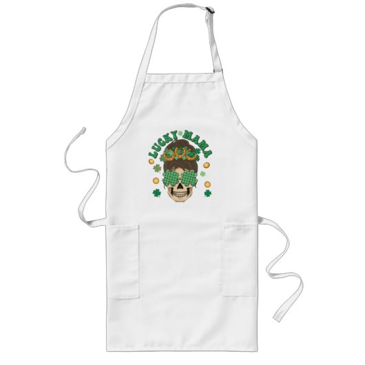 St. Patrick's Lucky Mama Skeleton Lang Schort (Voorkant)