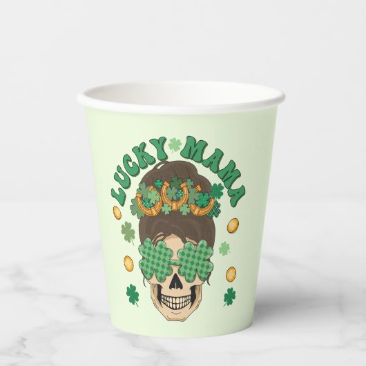 St. Patrick's Lucky Mama Skeleton Papieren Bekers (Voorkant)