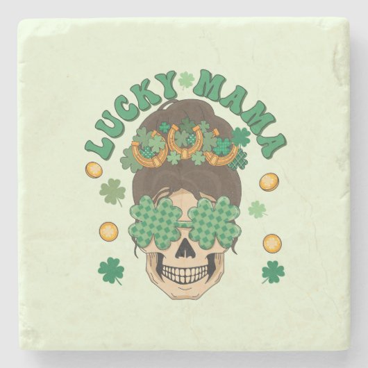 St. Patrick's Lucky Mama Skeleton Stenen Onderzetter (Voorkant)