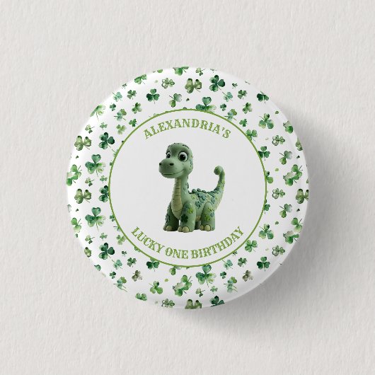 St Patricks Lucky One Dinosaur Button (Voorkant)