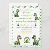 St Patricks Lucky One Dinosaur uitnodiging (Voorkant / Achterkant)