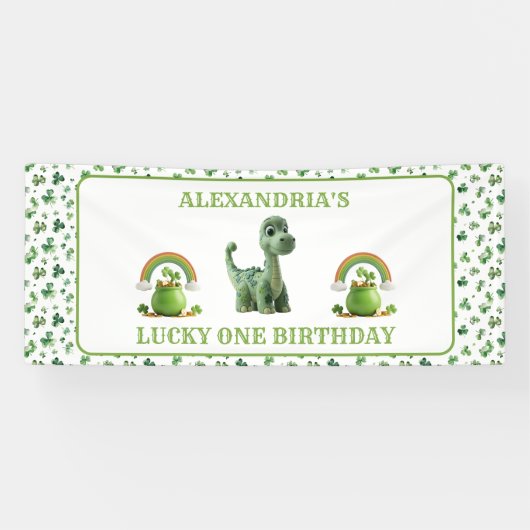 St Patricks Lucky One Dinosaurus Banner (Horizontaal)