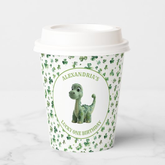 St Patricks Lucky One Dinosaurus Paper Cup Papieren Bekers (Voorkant)