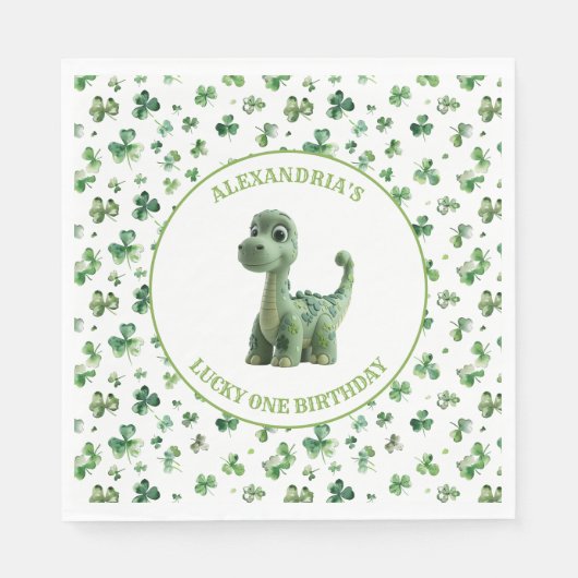 St Patricks Lucky One Dinosaurus Papier Servet (Voorkant)