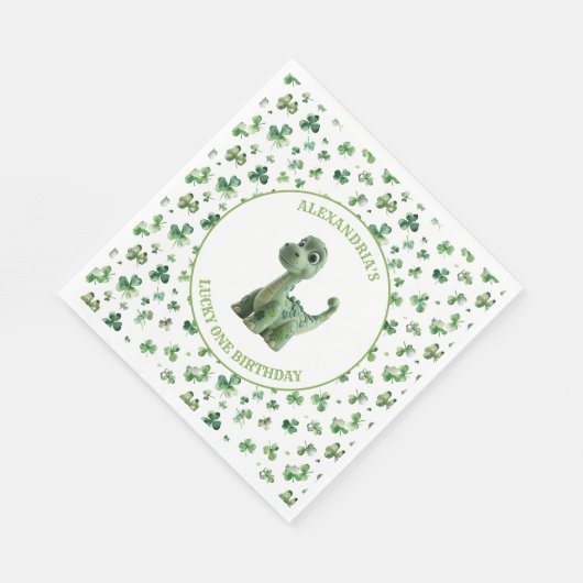 St Patricks Lucky One Dinosaurus Papier Servet (Hoek)