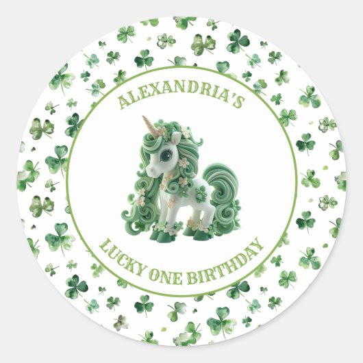 St Patricks Lucky One Eenhoorn Sticker (Voorkant)