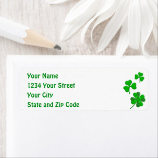 St Patrick's Lucky Shamrock Personalized Address Etiket