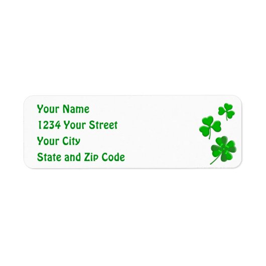 St Patrick's Lucky Shamrock Personalized Address Etiket (Voorkant)