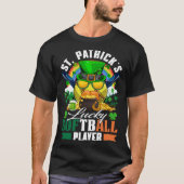 St Patrick's Lucky Softball Speler Shamrock & Glas T-shirt (Voorkant)
