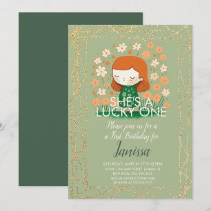 St. Patricks Lucky Verjaardagsmeisje Klaver Glitte Kaart
