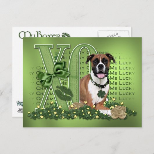 St Patricks - Me Lucky Charm - Boxer - Vindy Briefkaart (Voorkant / Achterkant)