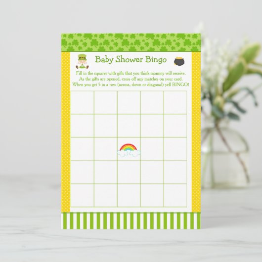 St Patricks Meisje Baby shower Party Bingo Kaart (Staand voorkant)
