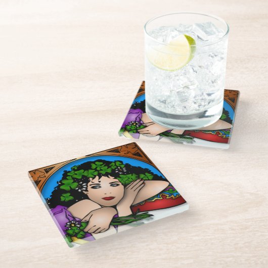 ST. PATRICK'S MEISJE GLAZEN ONDERZETTER (Schuin)