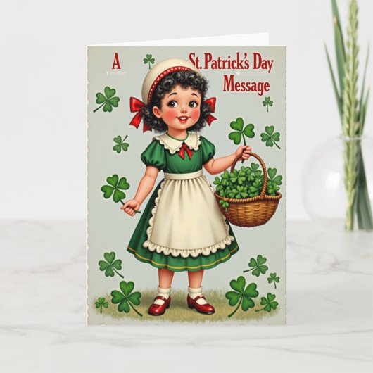 St Patricks Meisje Glitter Textuur Kaart (Voorkant)