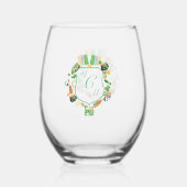 St. Patrick's monogram kuif Drinkware Set Wijnglas Zonder Voet (Voorkant)