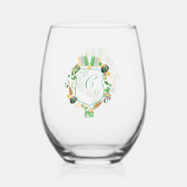 St. Patrick's monogram kuif Drinkware Set Wijnglas Zonder Voet (Achterkant)