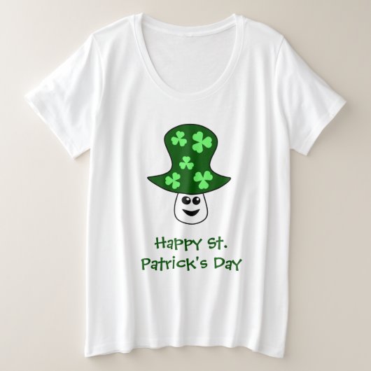 St. Patrick's Mushroom Plus Size T-shirt (Design voorkant)