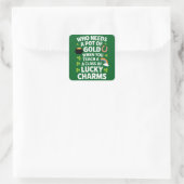 St Patricks Onderwijs Geluksbrenger Klaver Iers Vierkante Sticker (Tas)