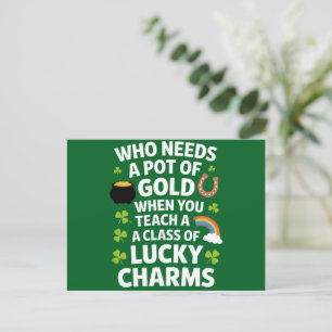 St Patricks Onderwijs Lucky Charm Clover Iers  Briefkaart