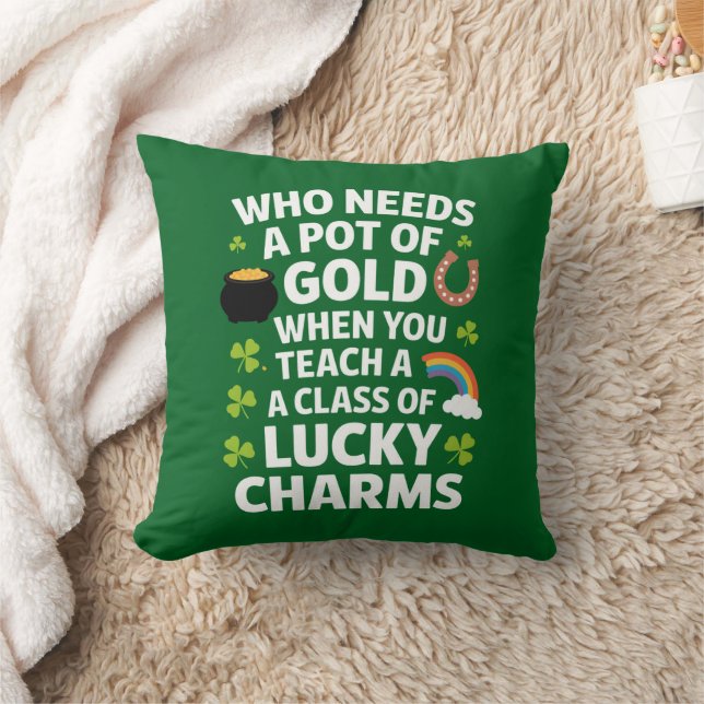 St Patricks Onderwijs Lucky Charm Clover Iers  Kussen (Deken)