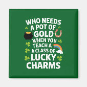 St Patricks Onderwijzer Lucky Charm Clover Iers Magneet (Voorkant)