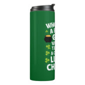 St Patricks Onderwijzer Lucky Charm Clover Iers Thermosbeker (Gedraaid links)