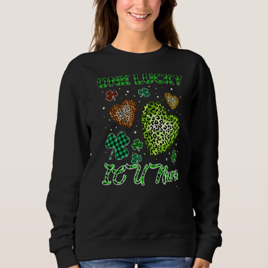 St Patricks one Lucky Icu Nurse Buffalo Leopard Trui (Voorkant)
