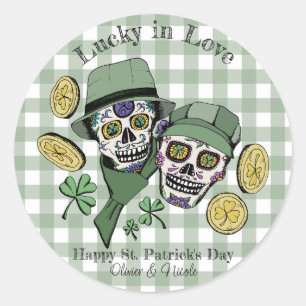 St Patricks Op Maat Gemaakte Groene Schedel Gelukk Ronde Sticker