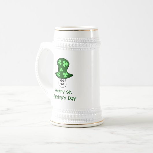 St. Patrick's paddenstoel Stein Bierpul (Voorkant links)