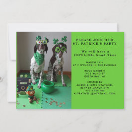 St. Patrick's Party Dogs with Shanrocks Invitation Kaart