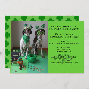 St. Patrick's Party Dogs with Shanrocks Invitation Kaart