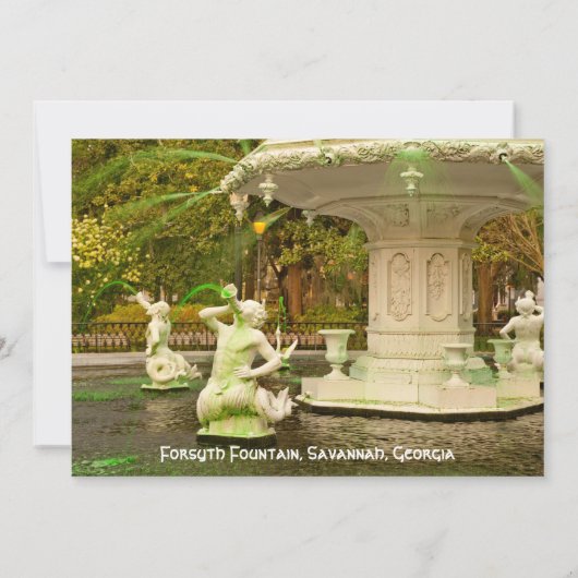 St Patrick's Party Forsyth Fountain, Savannah, GA Kaart (Achterkant)