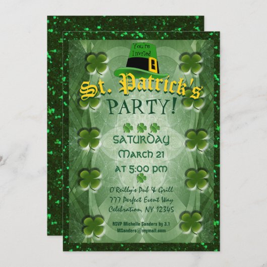 St. Patrick's Party Kaart (Voorkant / Achterkant)