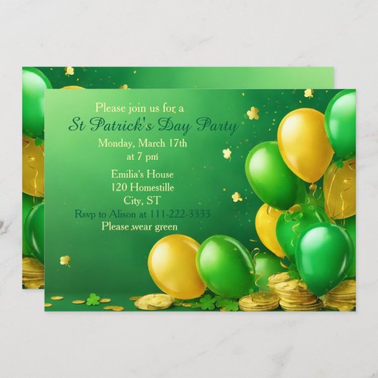St Patrick's Party Uitnodigen Kaart (Voorkant / Achterkant)