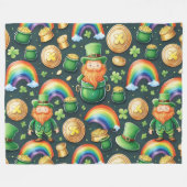 St.Patrick's patroon - leprechauns en goud Fleece Deken (Voorkant (Horizontaal))
