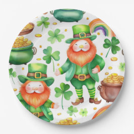 St.Patrick's patroon - leprechauns en goud Papieren Bordje