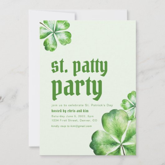 St. Patrick's Patty Day Party Uitnodigen Kaart (Voorkant)