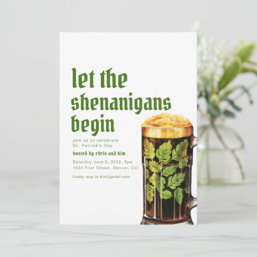 St. Patrick's Patty's Day Party uitnodiging (Staand voorkant)