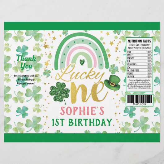 St Patrick's Pink Lucky One Chip Bag Wrapper Flyer (Voorkant)